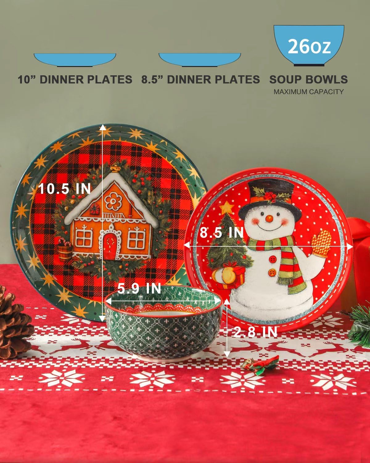 Vajilla Hasense 12 piezas, platos de postre con muñeco de nieve para celebraciones.