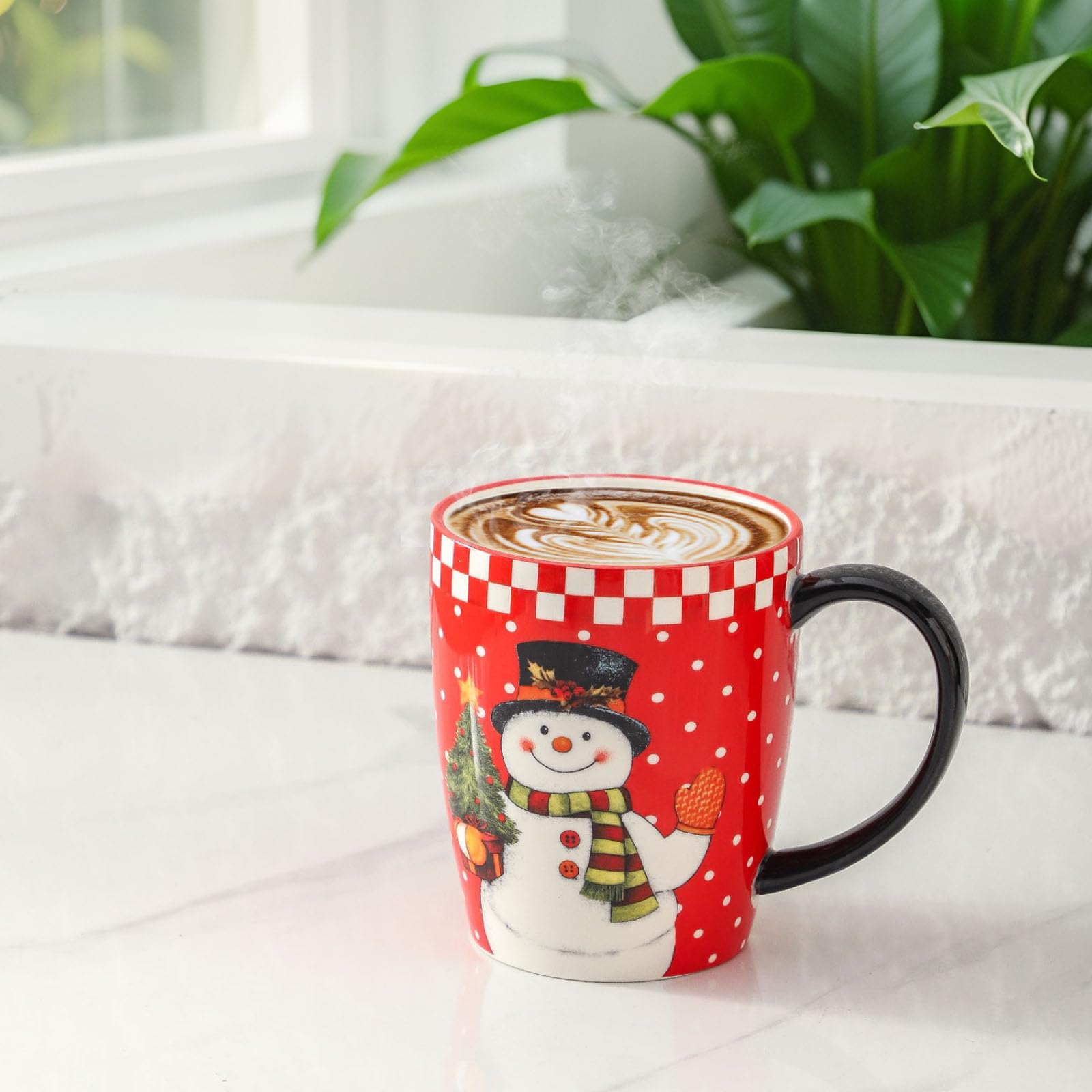 HASENSE tazas navidad 16oz, color rojo festivo para mesa navideña.