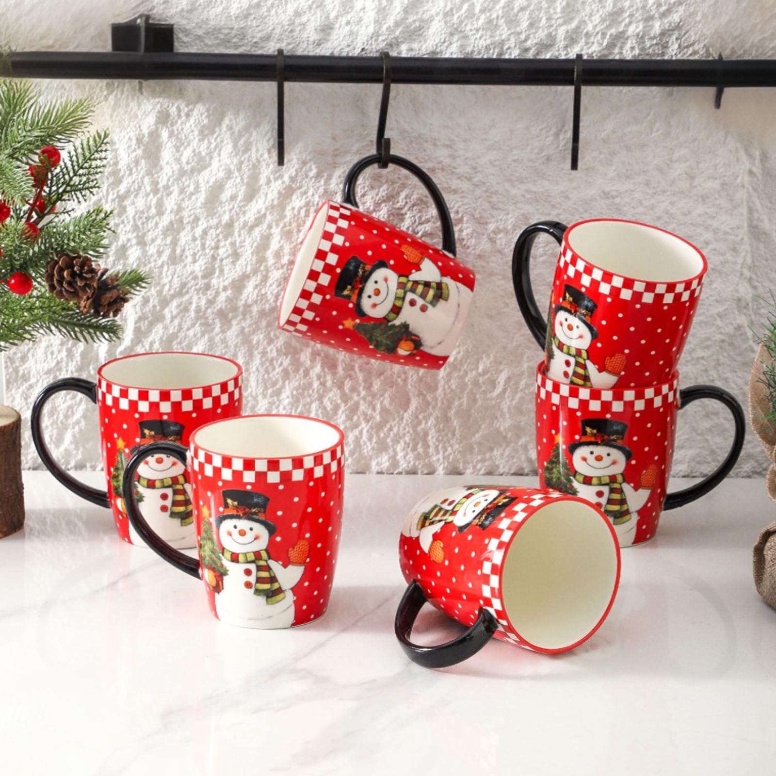 HASENSE tazas navidad 16oz, juego de 6 ideal como regalo práctico.