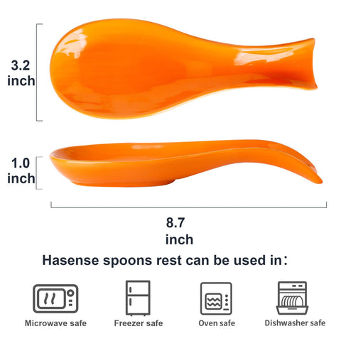 Hasense portacucharas ceramico naranja diseño moderno que decora la encimera.
