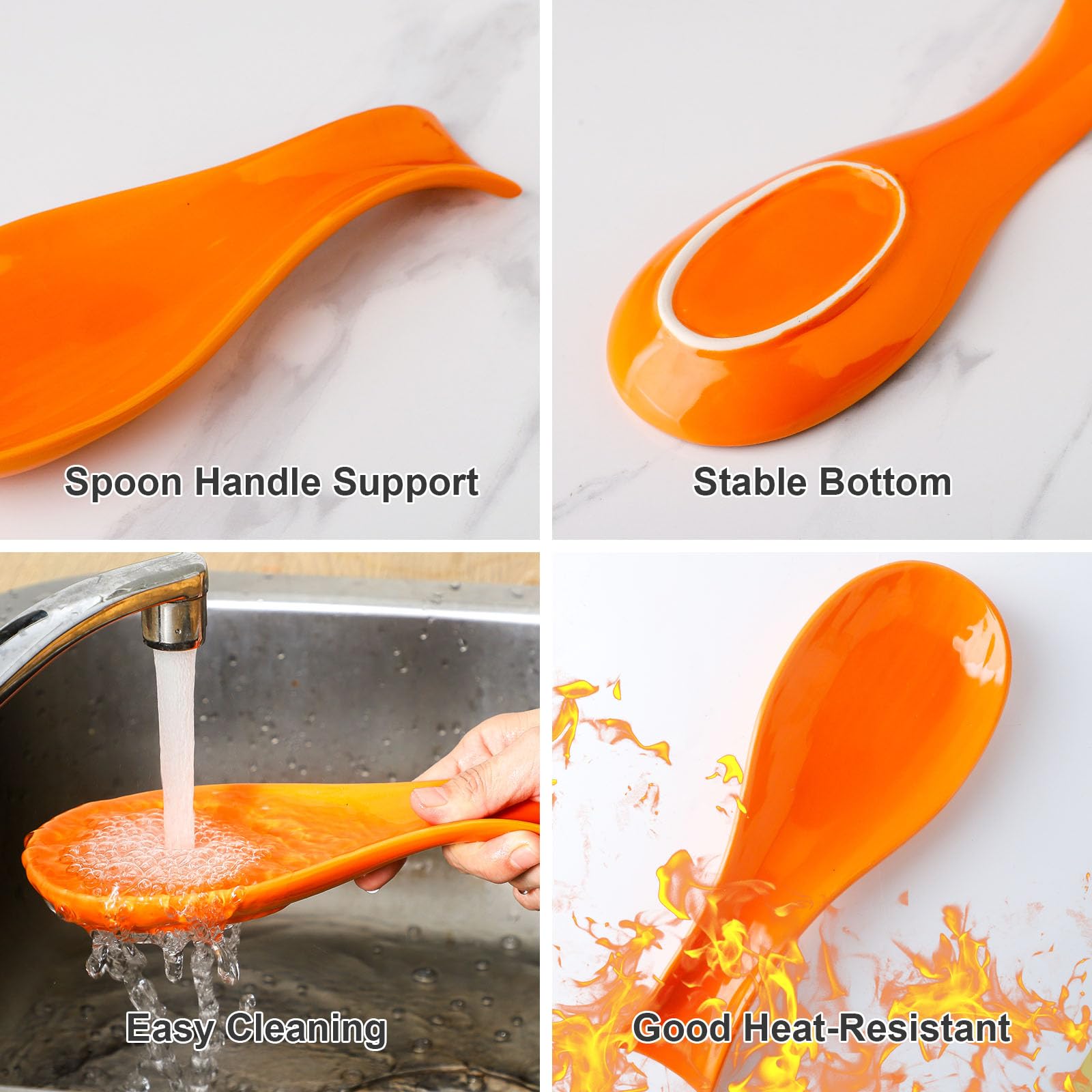 Hasense portacucharas ceramico naranja regalo ideal para cocina y bar de café.