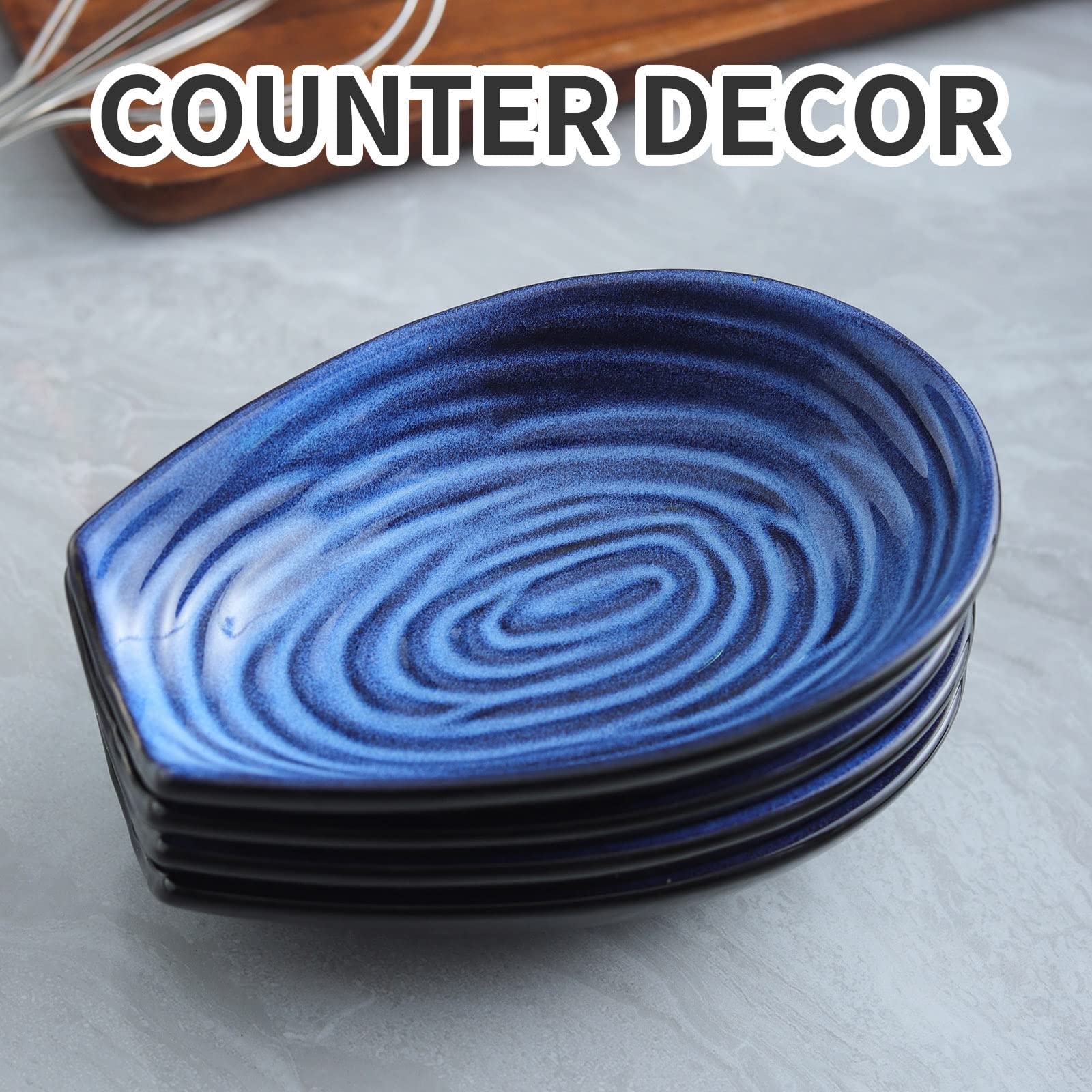 HASENSE reposacucharas cerámico azul, regalo práctico para cocina y hogar