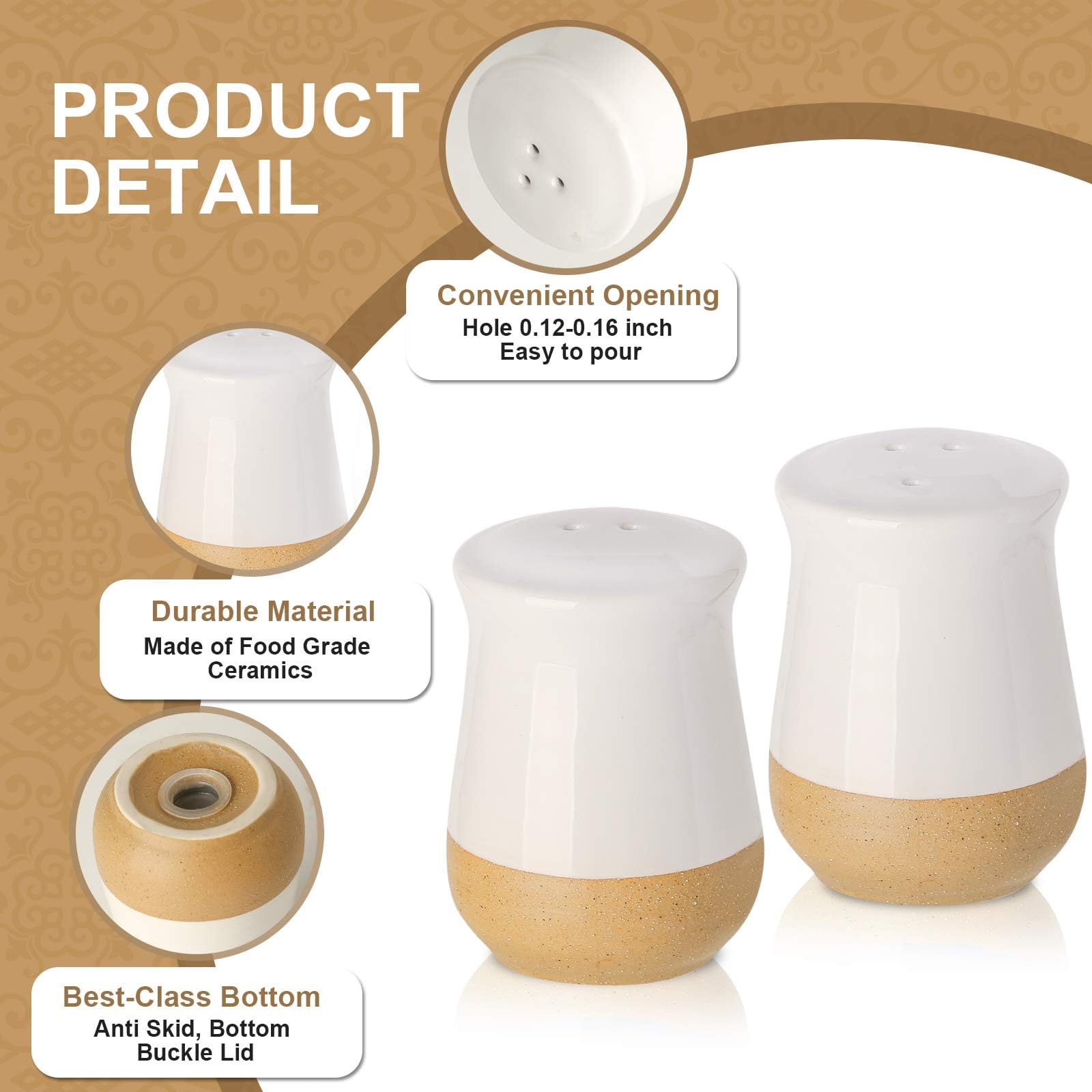 Conjunto Hasense para mesa con salero y pimentero de cerámica