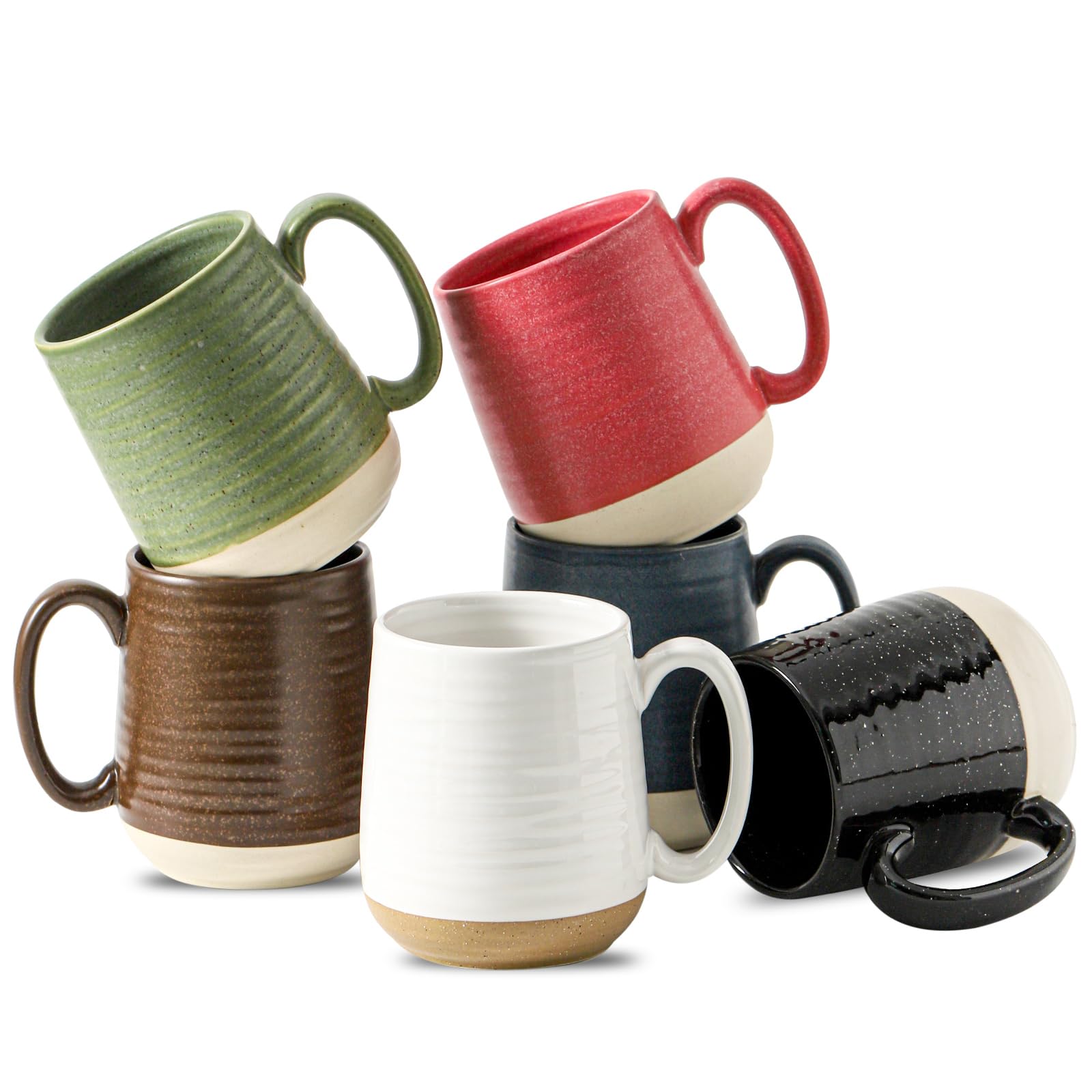 Hasense juego de tazas ceramicas 15onzas, conjunto ideal para servir cafe grande.