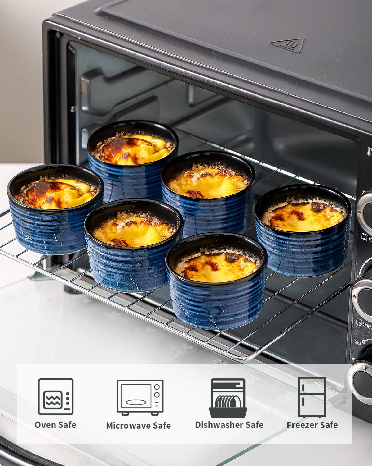 Hasense cuencos para soufflé de cerámica, seis piezas, perfectos para servir.