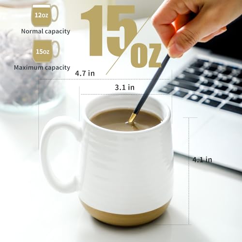 Hasense taza blanca cerámica 15 oz, diseño clásico, ideal para café, té o cacao.