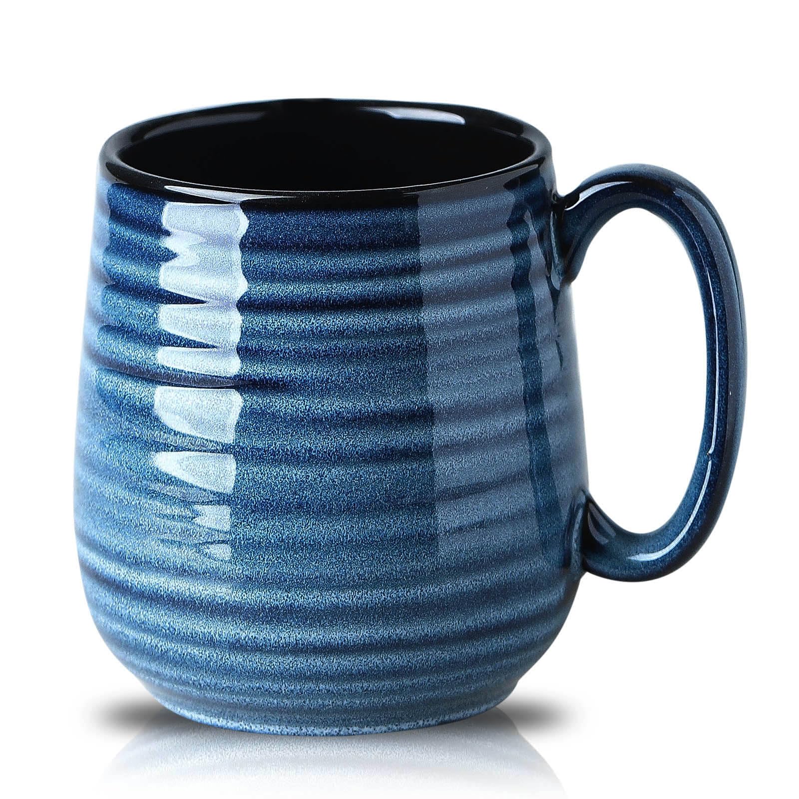 HASENSE Taza de café 20 oz azul en cerámica, gran capacidad para café o té