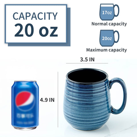 HASENSE Taza cerámica estriada azul, diseño moderno para la encimera