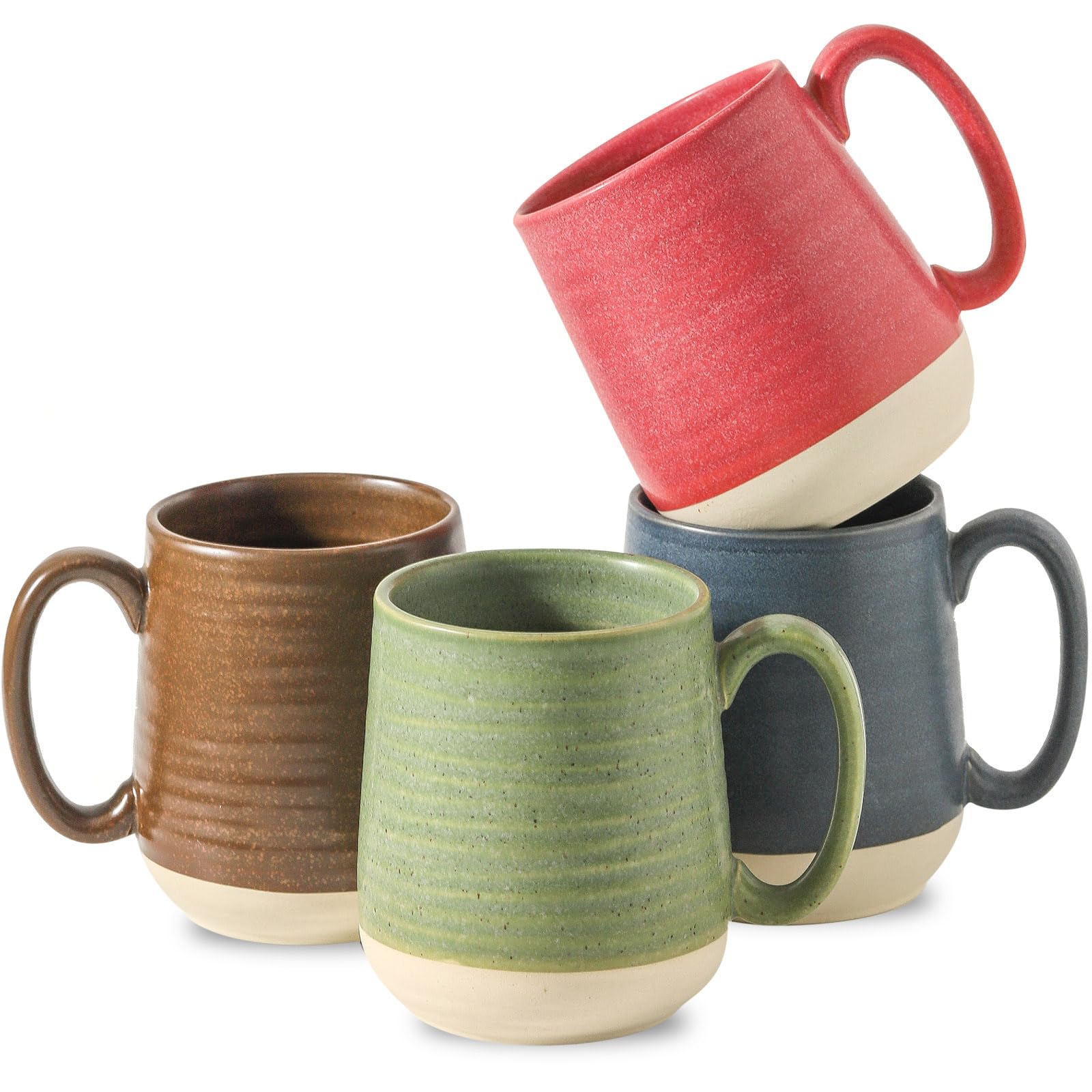 HASENSE tazas café 15oz, set de 4, diseño práctico para servir en casa.