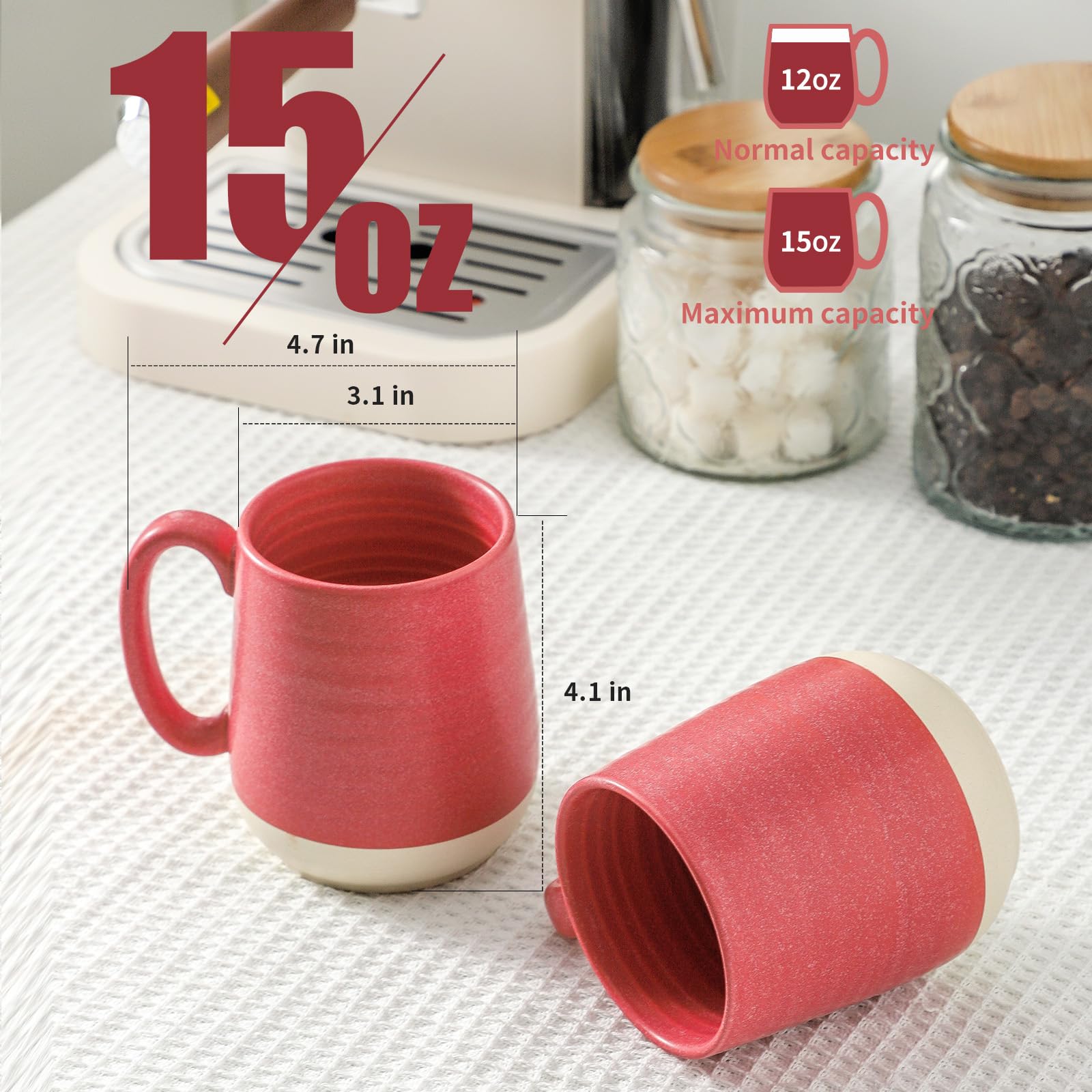 HASENSE tazas cerámica, asa ergonómica, cómodo agarre para café o té.