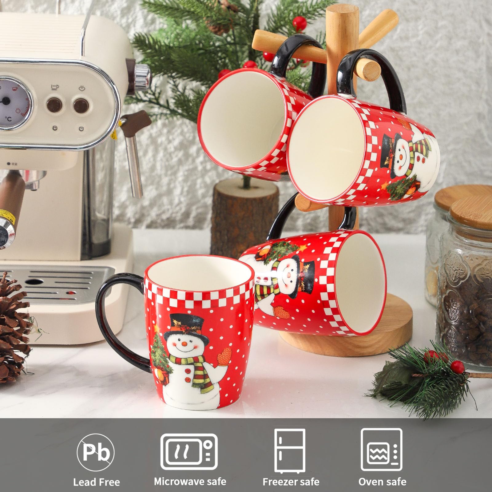 HASENSE tazas navidad cerámica superficie lisa y resistente a manchas