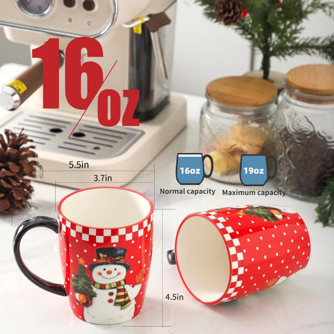 HASENSE tazas navidad diseño clásico rojo, perfecto para cenas festivas
