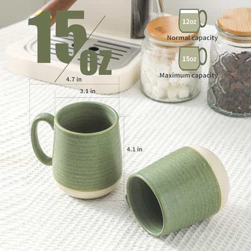 HASENSE tazas porcelana 15oz verde esmeralda en mesa elegante
