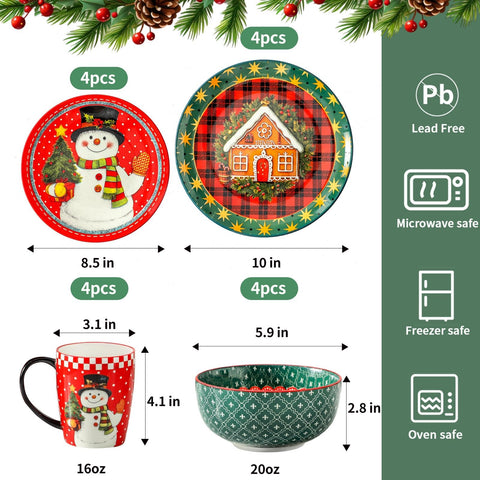 HASENSE tazas y platos navideños coloridos para comidas y brindis.