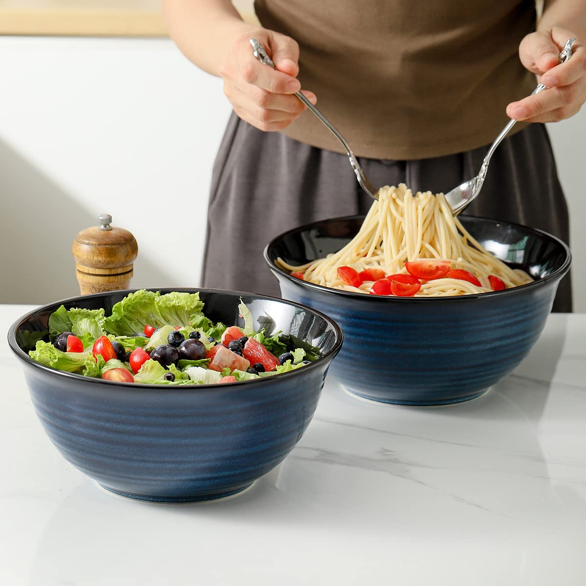 Hasense tazones cerámicos de 84 onzas para porciones generosas de ensalada