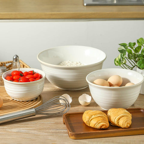 HASENSE tazones con variaciones artesanales en esmalte blanco para mesa rústica