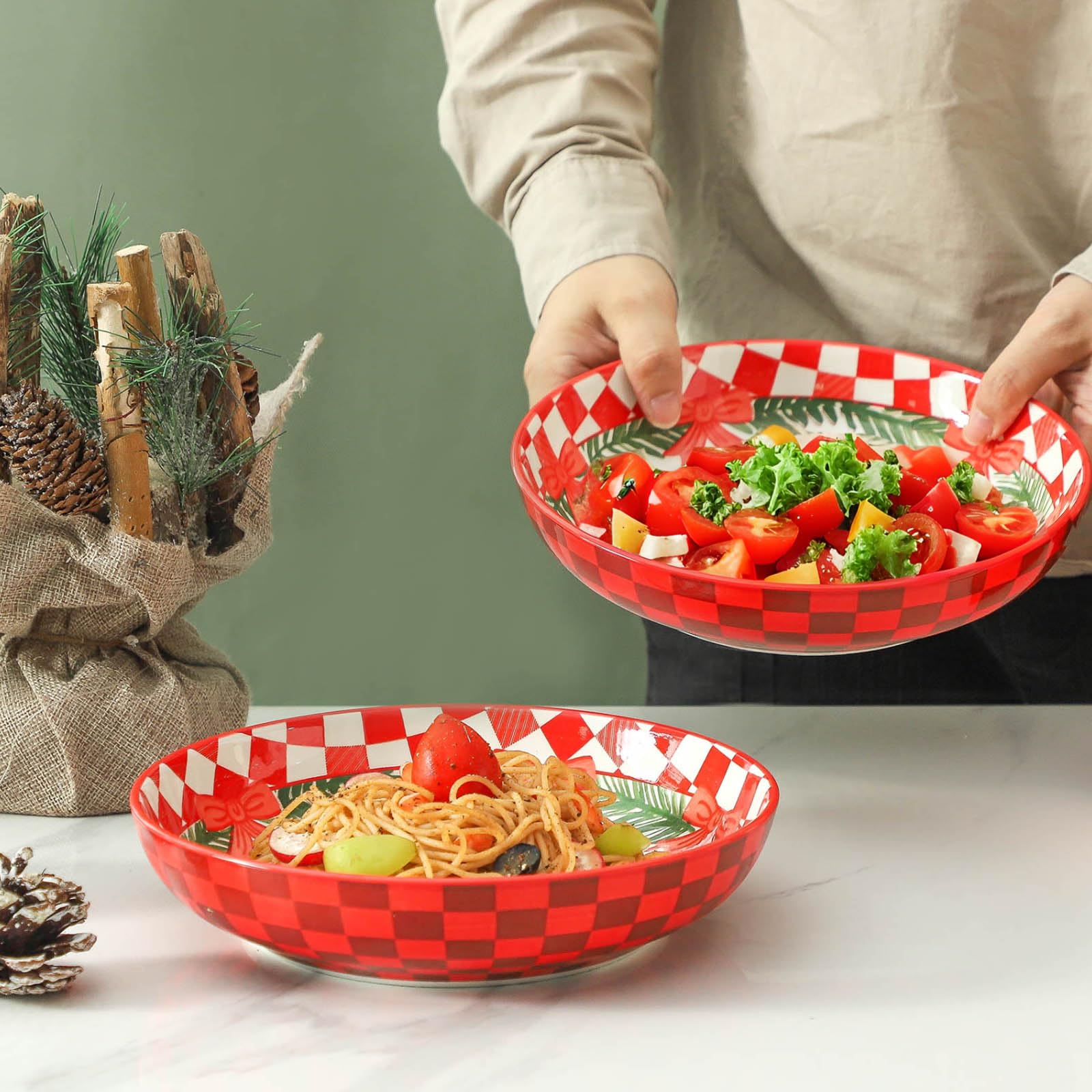 HASENSE tazones de pasta con capacidad 38oz para porciones generosas.