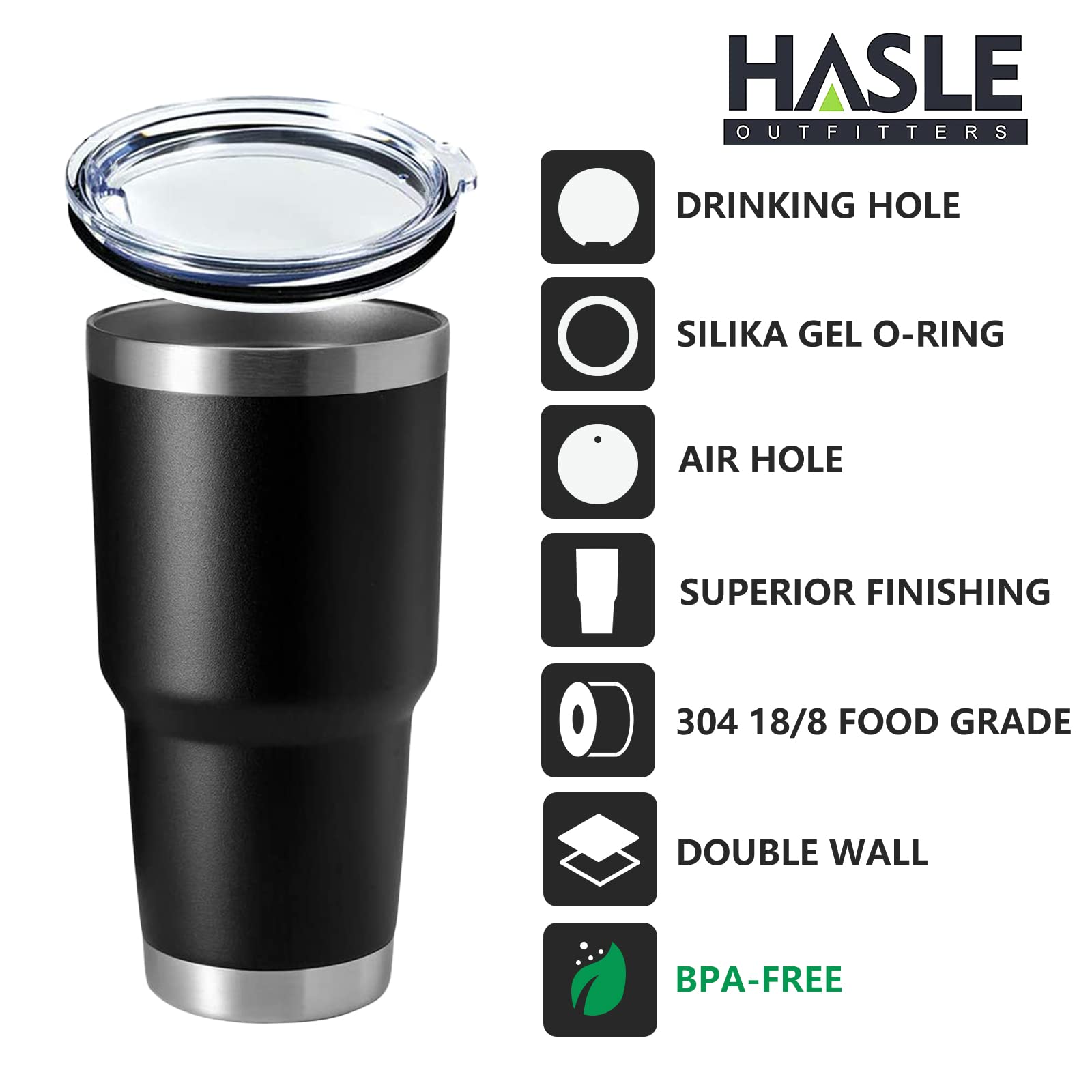 HASLE OUTFITTERS 30oz acabado exterior recubierto en polvo ofrece durabilidad y estilo para uso diario