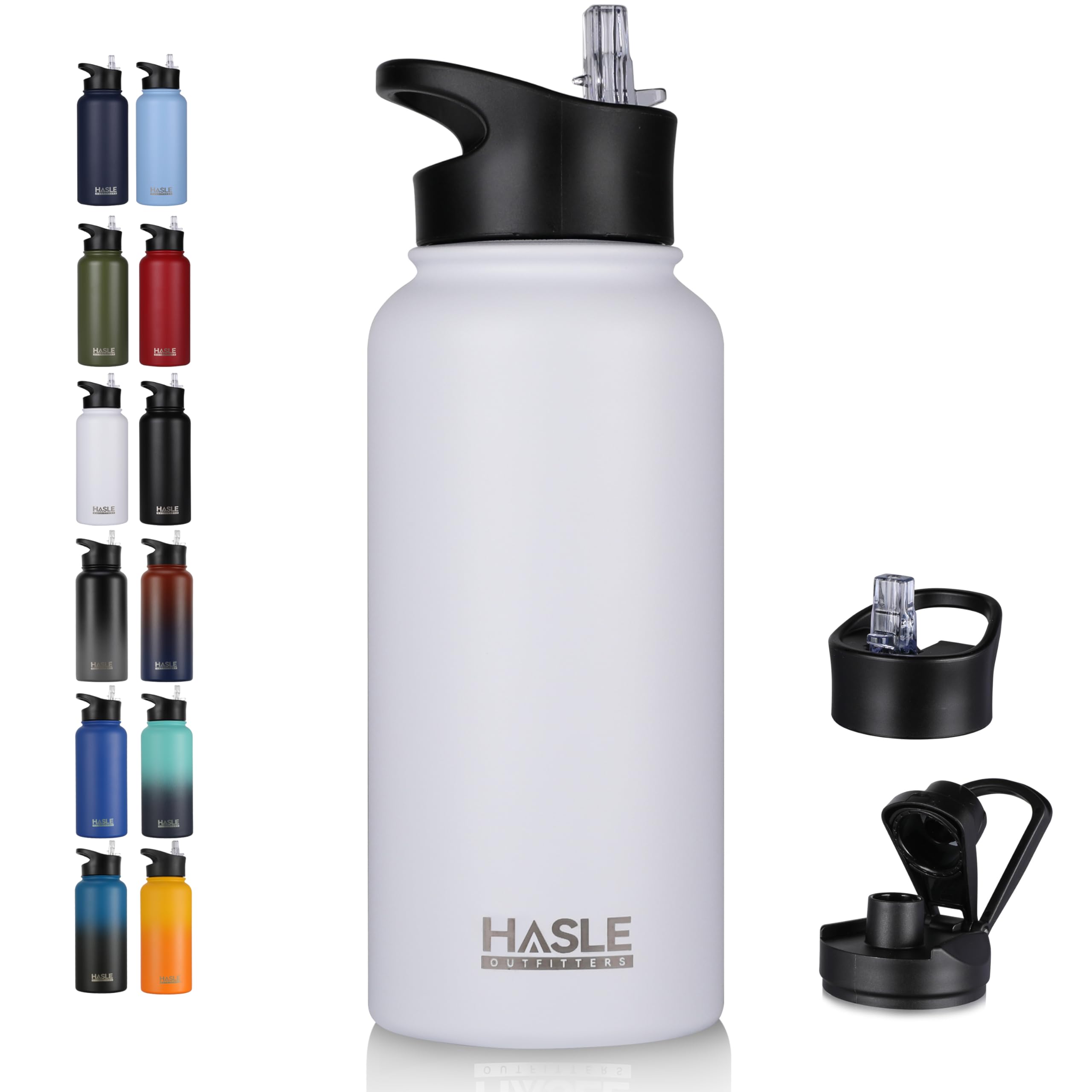 Botella HASLE OUTFITTERS 32oz con tapa pajita; mantiene bebidas frías y listas para beber.
