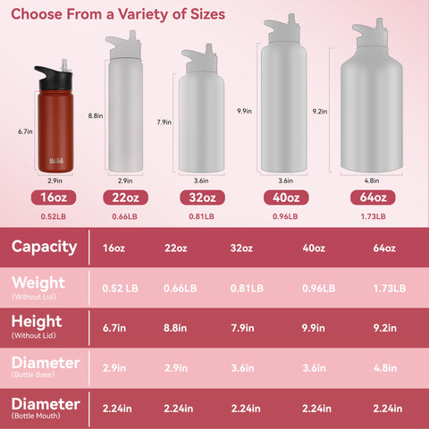 HASLE OUTFITTERS Botella de acero 16 onzas roja, paredes dobles para mantener bebidas a temperatura.