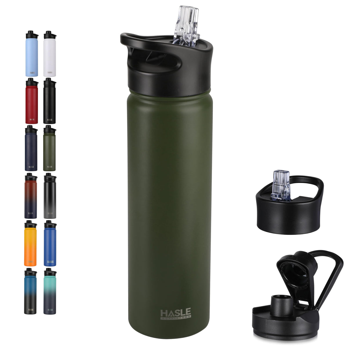 HASLE OUTFITTERS botella 22oz con boca ancha y tapa chorro para uso diario.