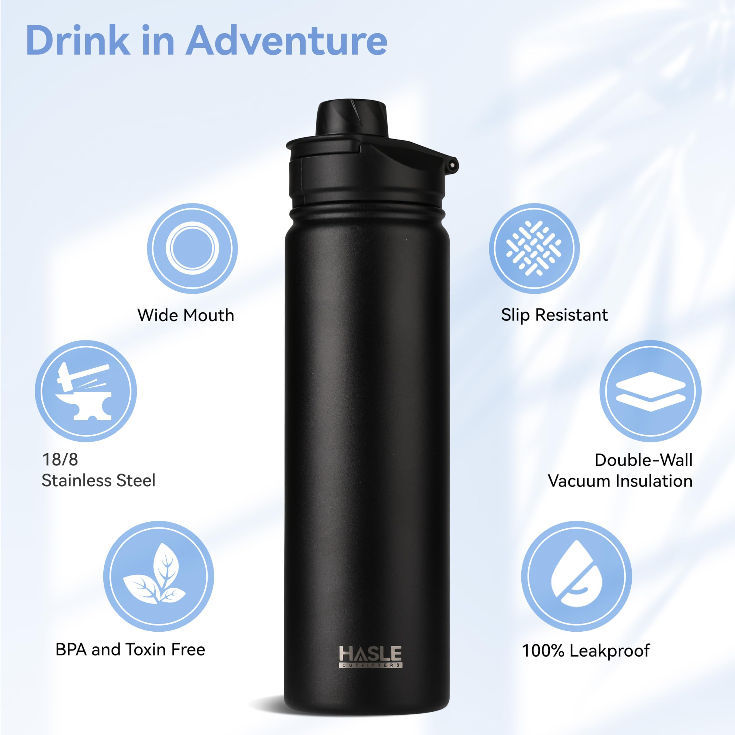 HASLE OUTFITTERS, tapa con sorbete para beber con una mano