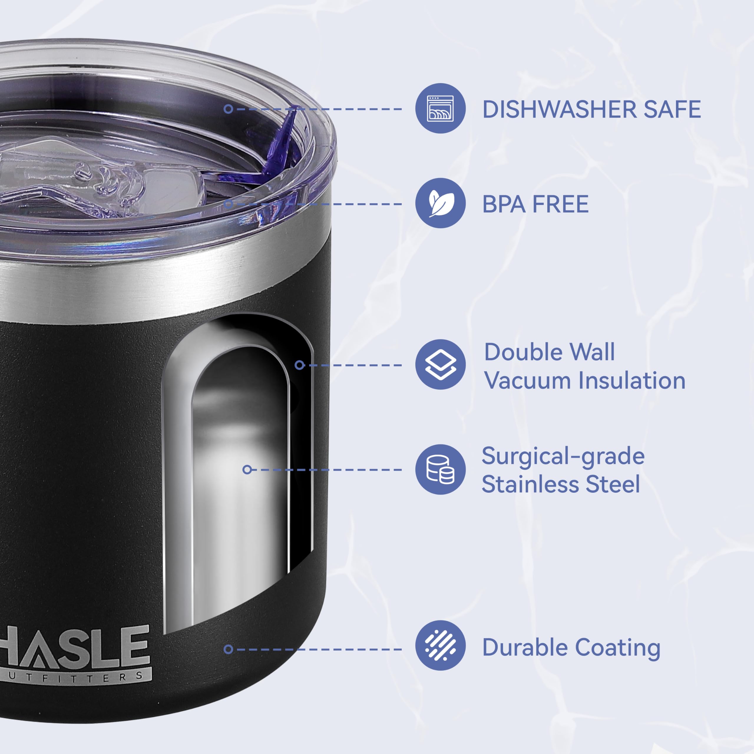 HASLE OUTFITTERS tapa deslizante a prueba de fugas para evitar derrames.