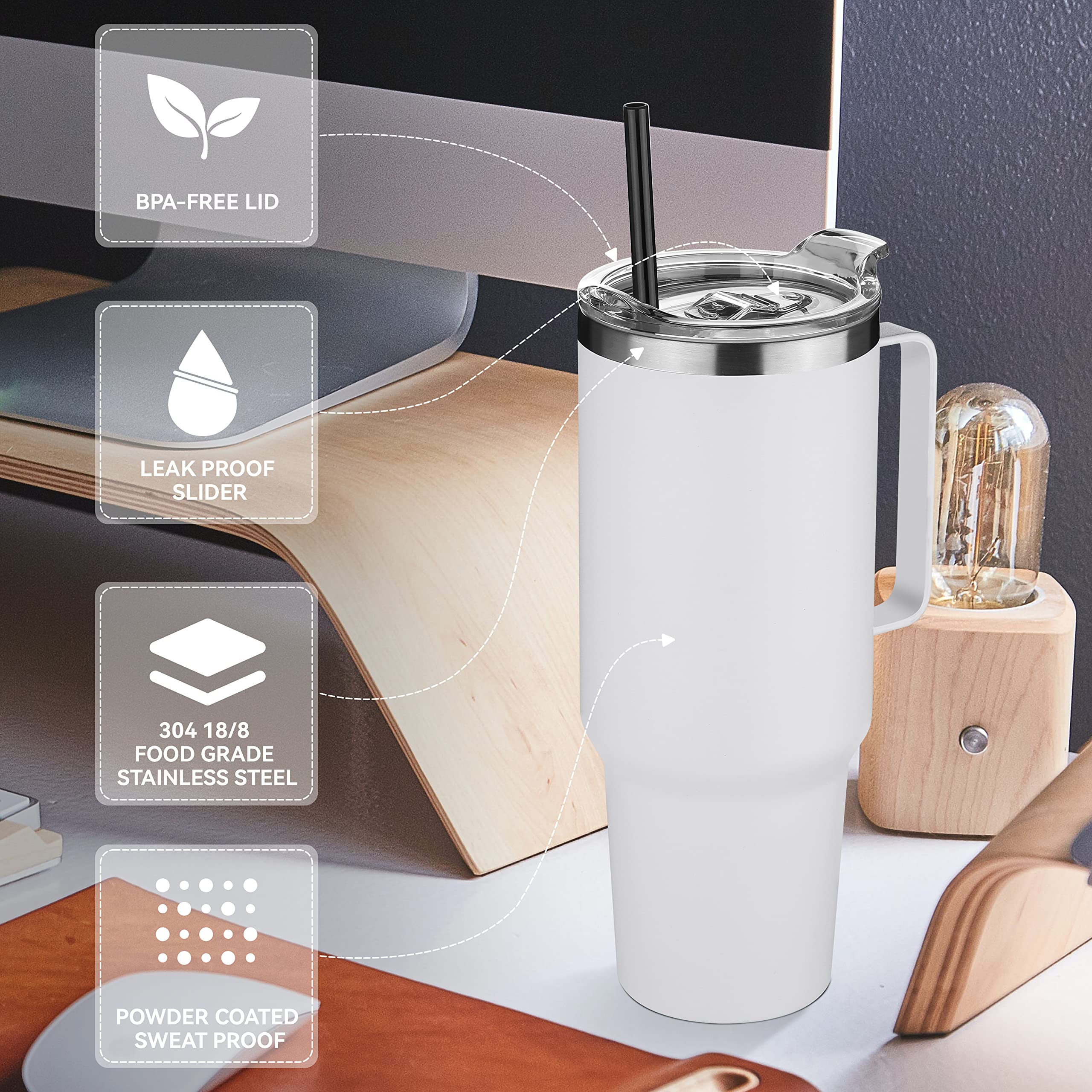 HASLE OUTFITTERS taza 40oz con acabado en polvo resistente a golpes.