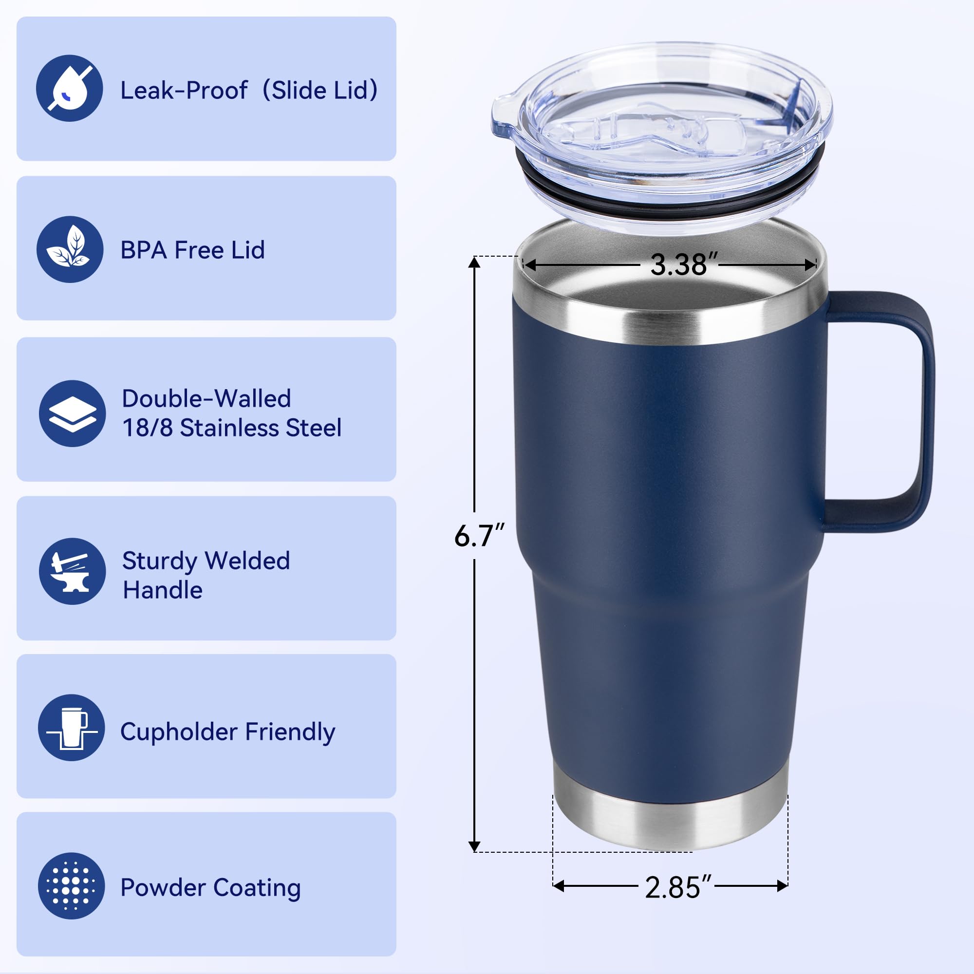 Tapa deslizante del tumbler de HASLE OUTFITTERS evita derrames durante el viaje
