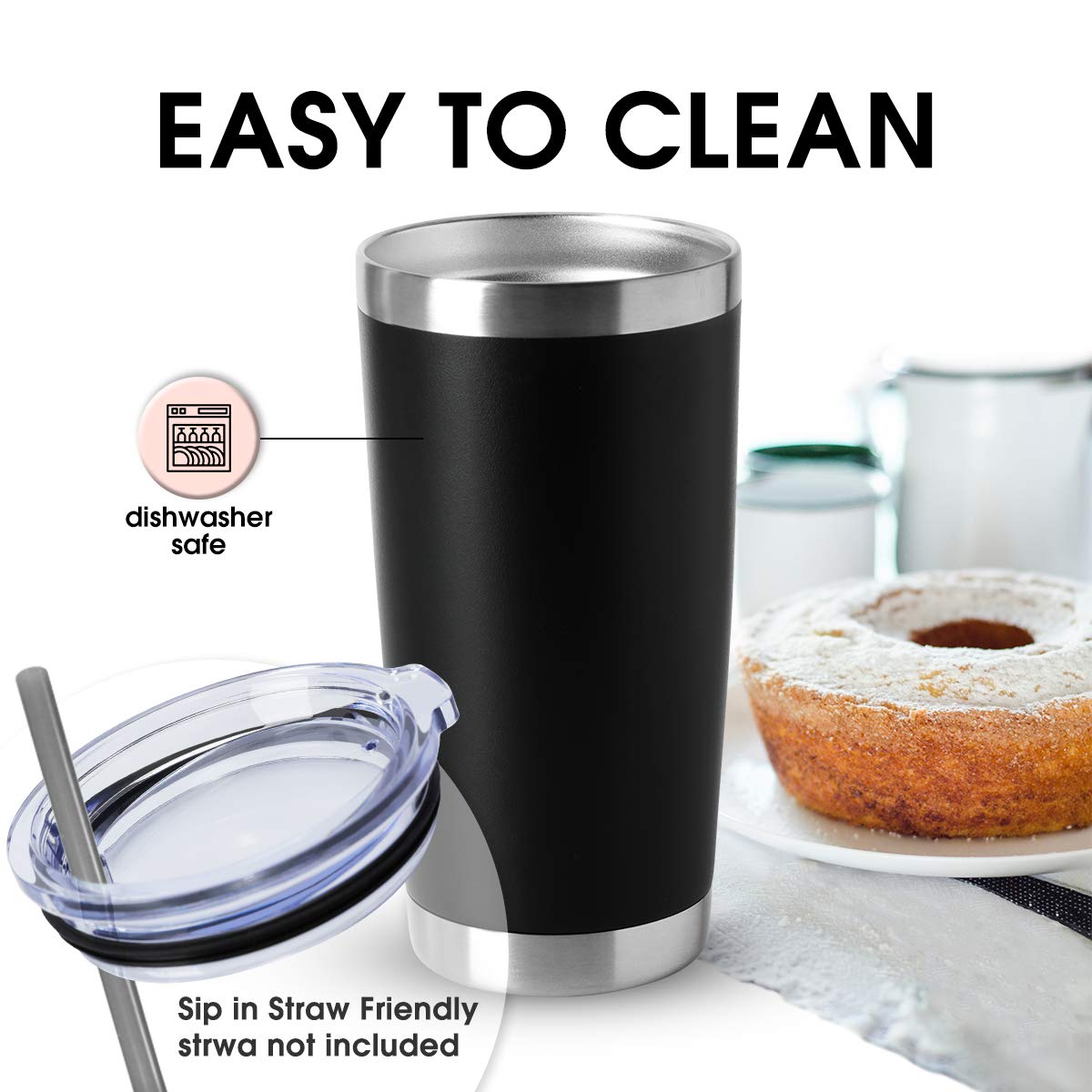 Vaso HASLE OUTFITTERS 20oz con junta removible para facilitar la limpieza.