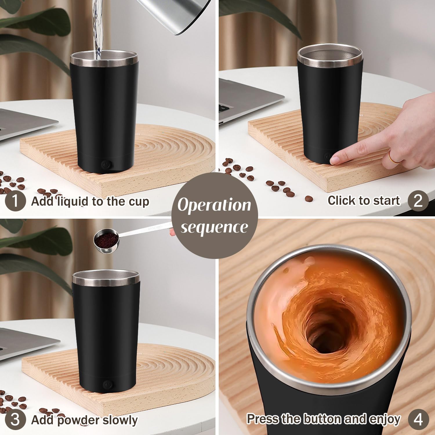 Diseño ergonómico de la taza autoagitadora Hatisan para uso diario