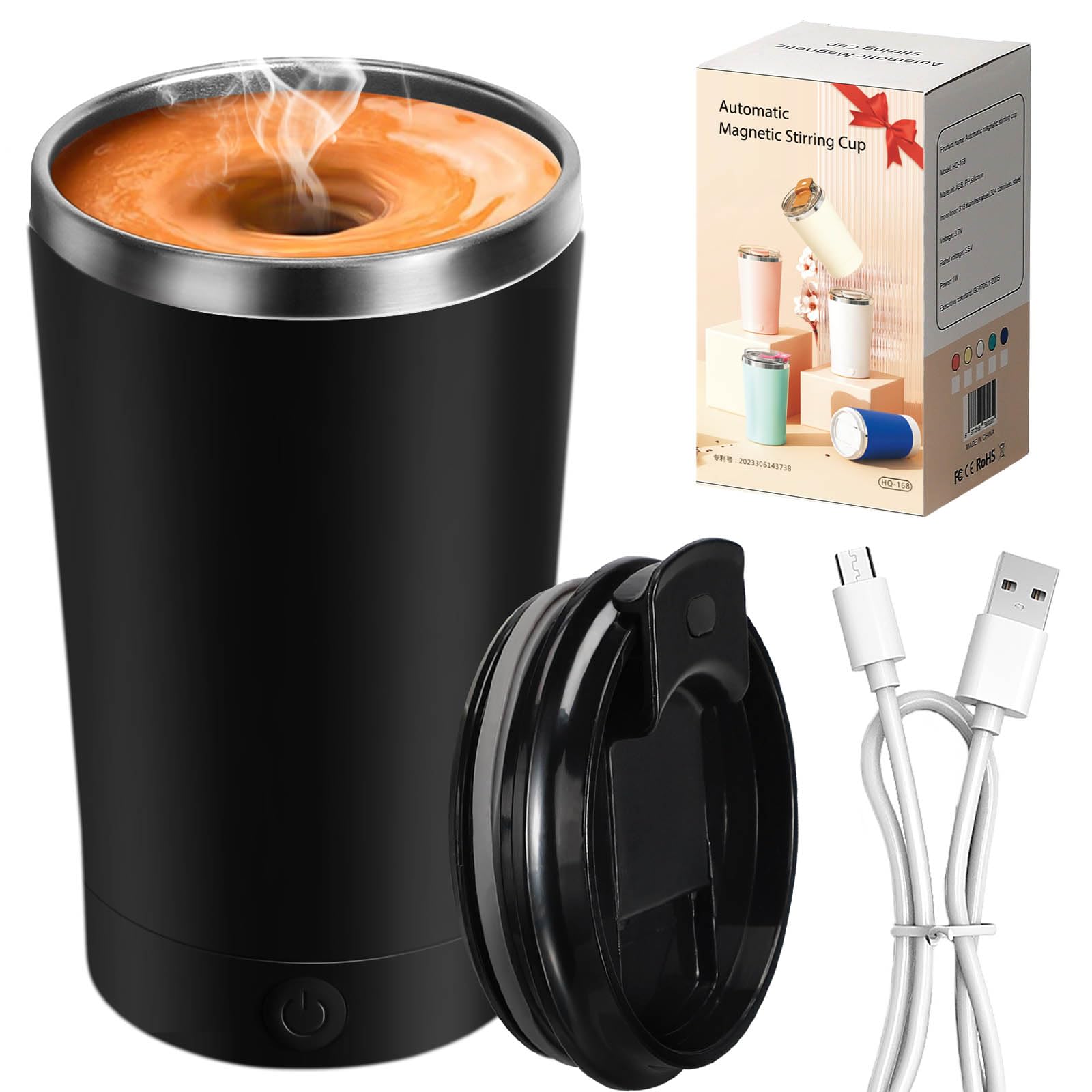 Taza autoagitadora Hatisan con tapa para mezclar café rápidamente en casa