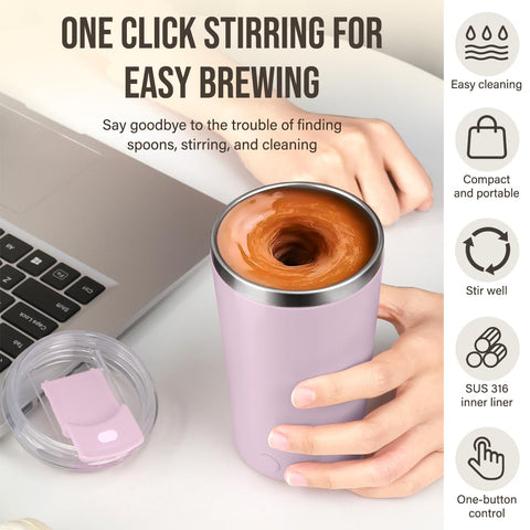 Mezcla automática en acción para leche o cacao con la taza hatisan.
