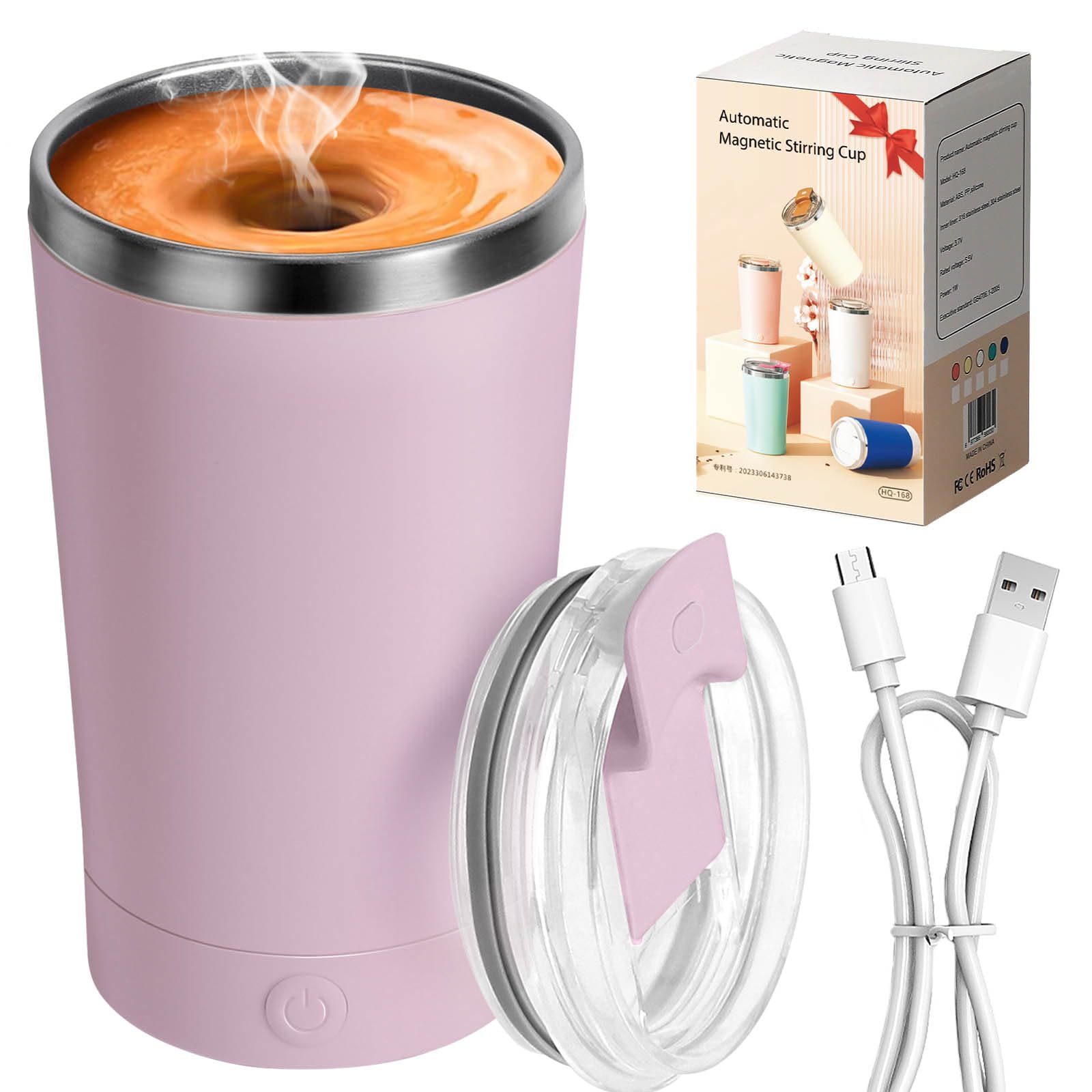 Taza hatisan automezcladora con tapa para café, mezcla rápida y sin esfuerzo.