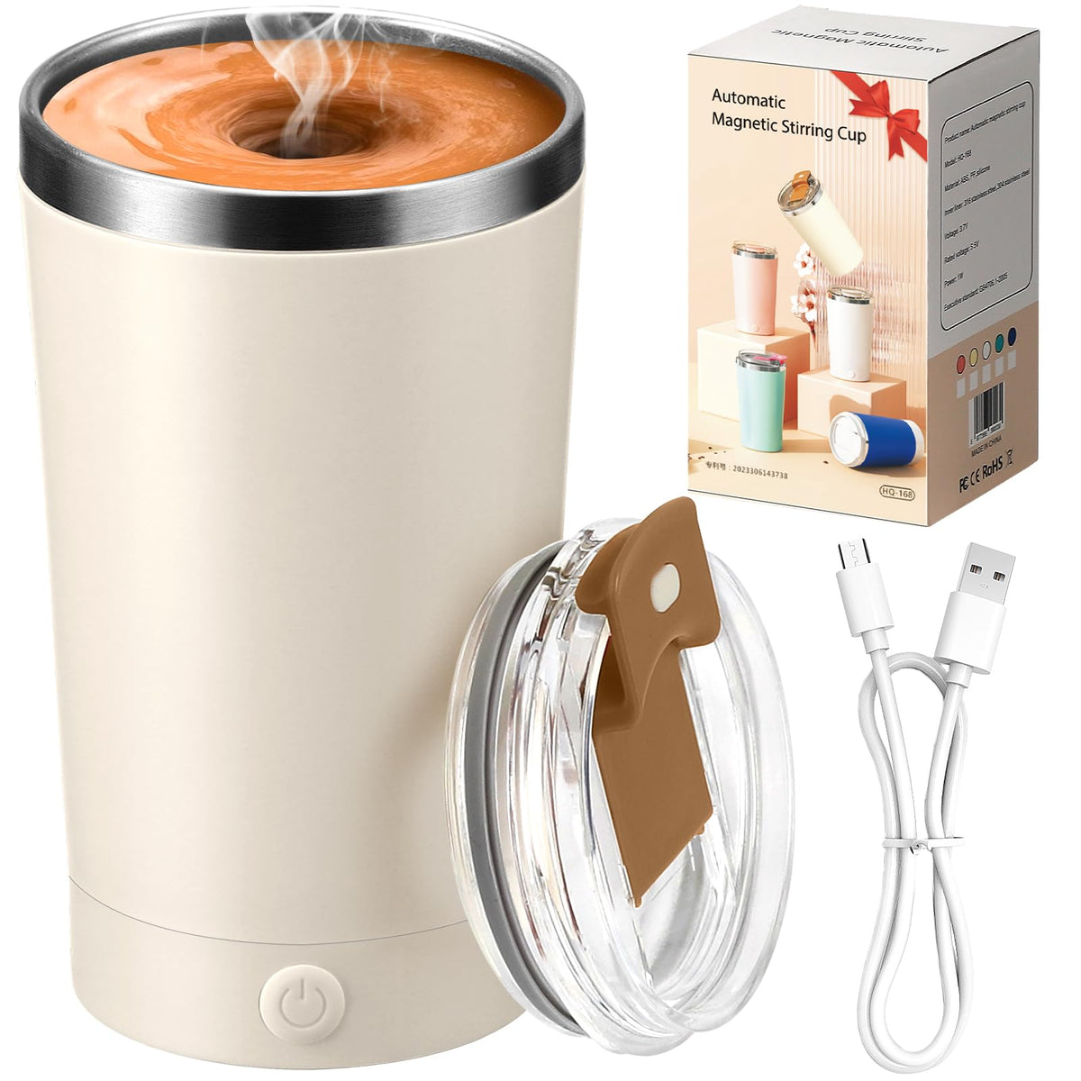 Taza Hatisan mezcladora automática con tapa, para café en casa con mezcla rápida.