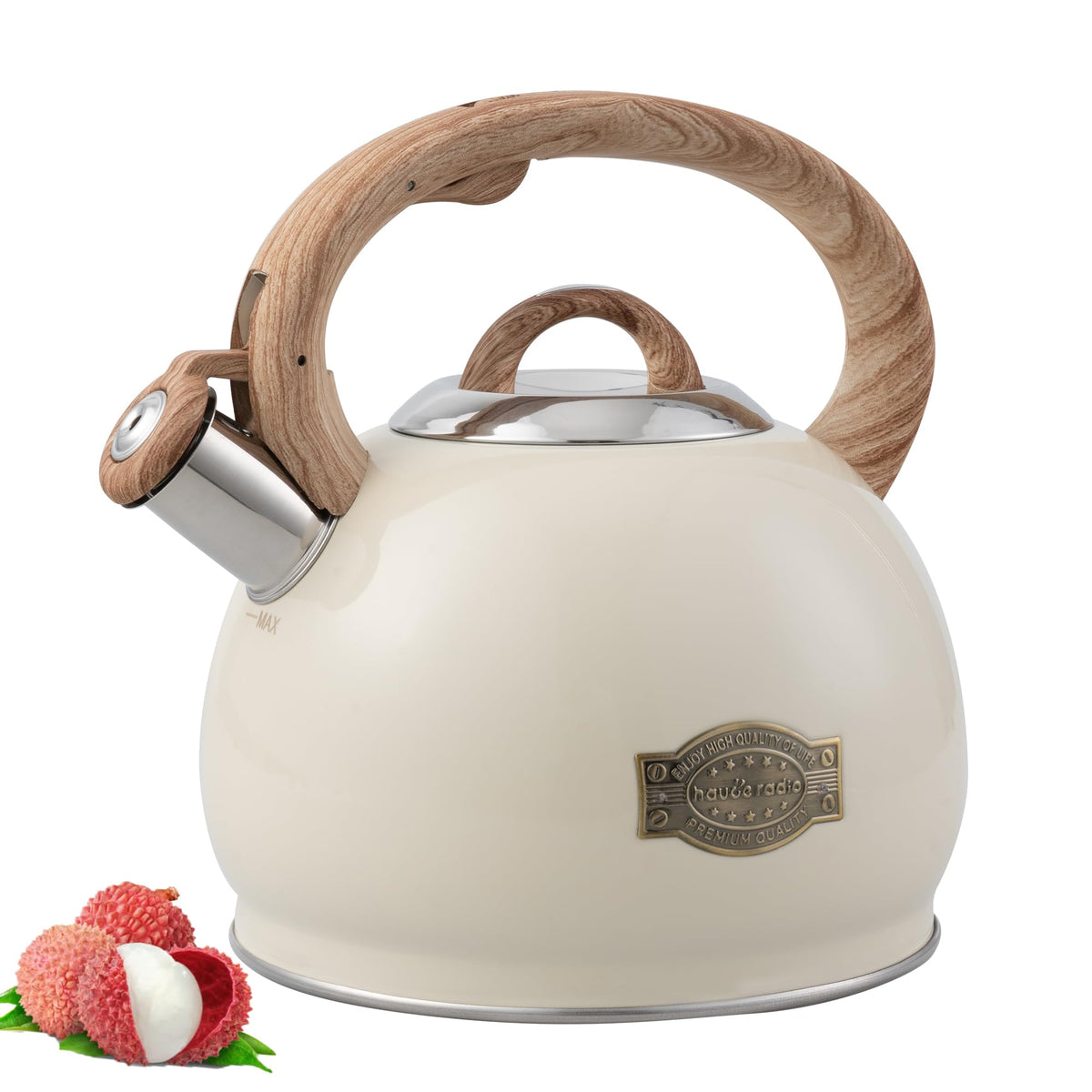 Tetera Hauce Radio de acero inoxidable con capacidad 2,7 qt, ideal para hervir varias tazas.