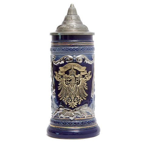 HAUCOZE Stein cerámico con relieve de castillo y águila alemana para cerveza fría.