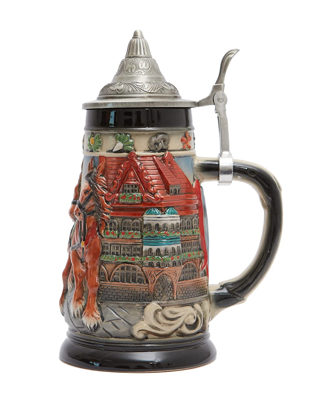 HAUCOZE jarra cerveza con detalle caballo-carro, ideal para Oktoberfest.