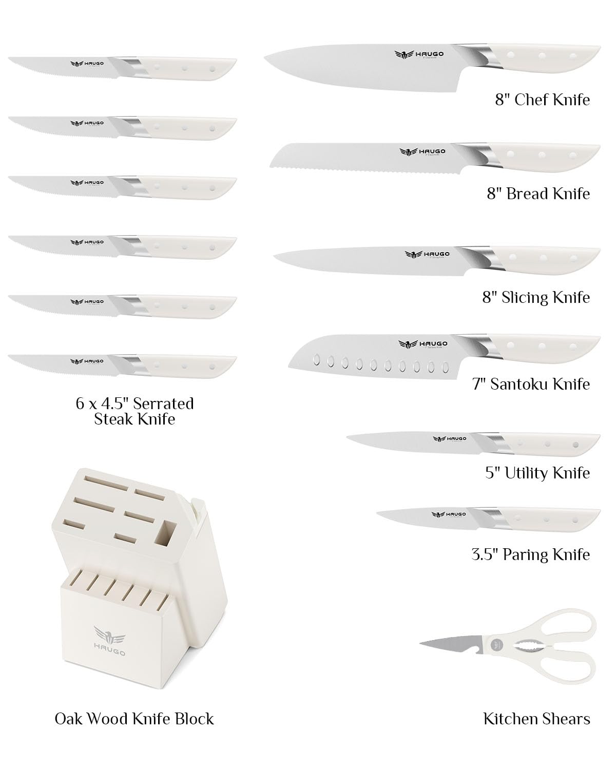 Cuchillo chef Haugo 8 pulgadas, filo alemán para cortes precisos.