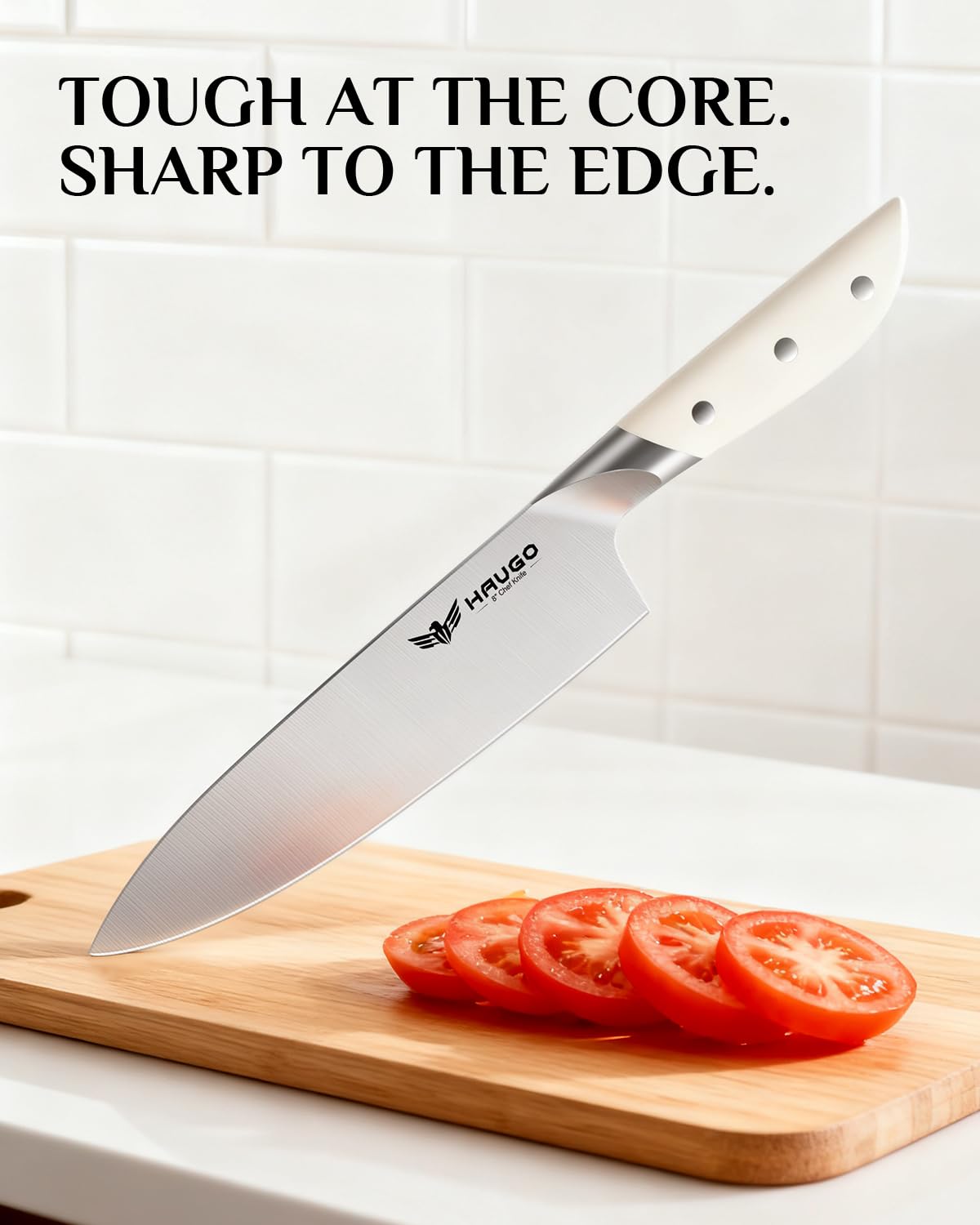 Cuchillo pan Haugo 8 pulgadas, borde afilado para rebanadas.