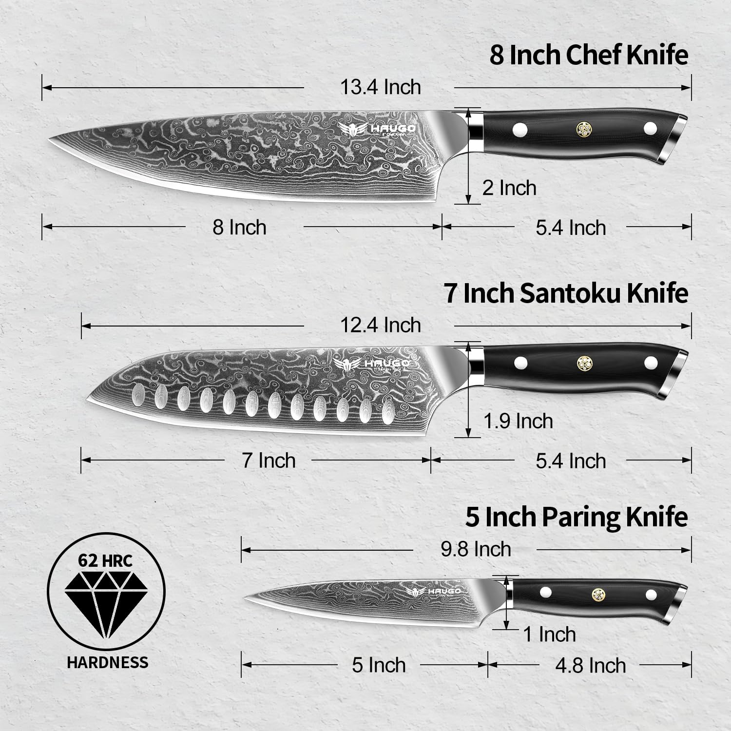 Cuchillo santoku Haugo 7 pulgadas para verduras y carnes