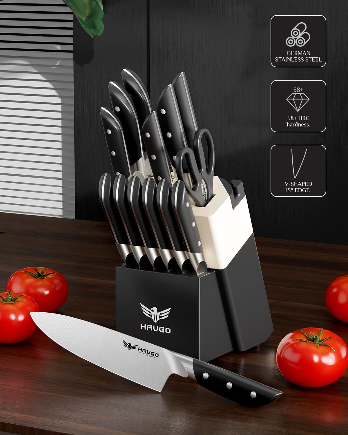 Haugo cuchillo santoku 7 pulgadas para picar con precisión