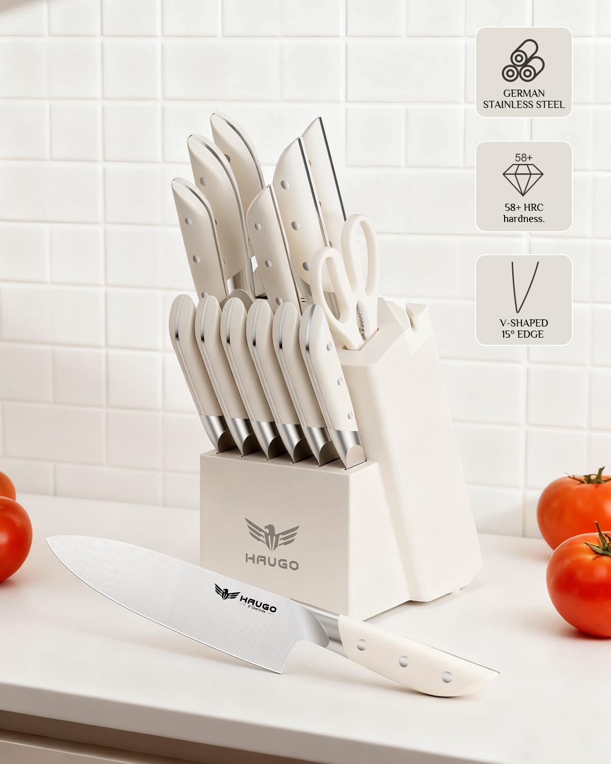Cuchillo santoku Haugo 7 pulgadas, multiuso para verduras.