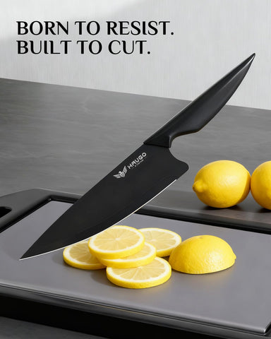 Cuchillo santoku Haugo 7 pulgadas, versátil para verduras y carnes.