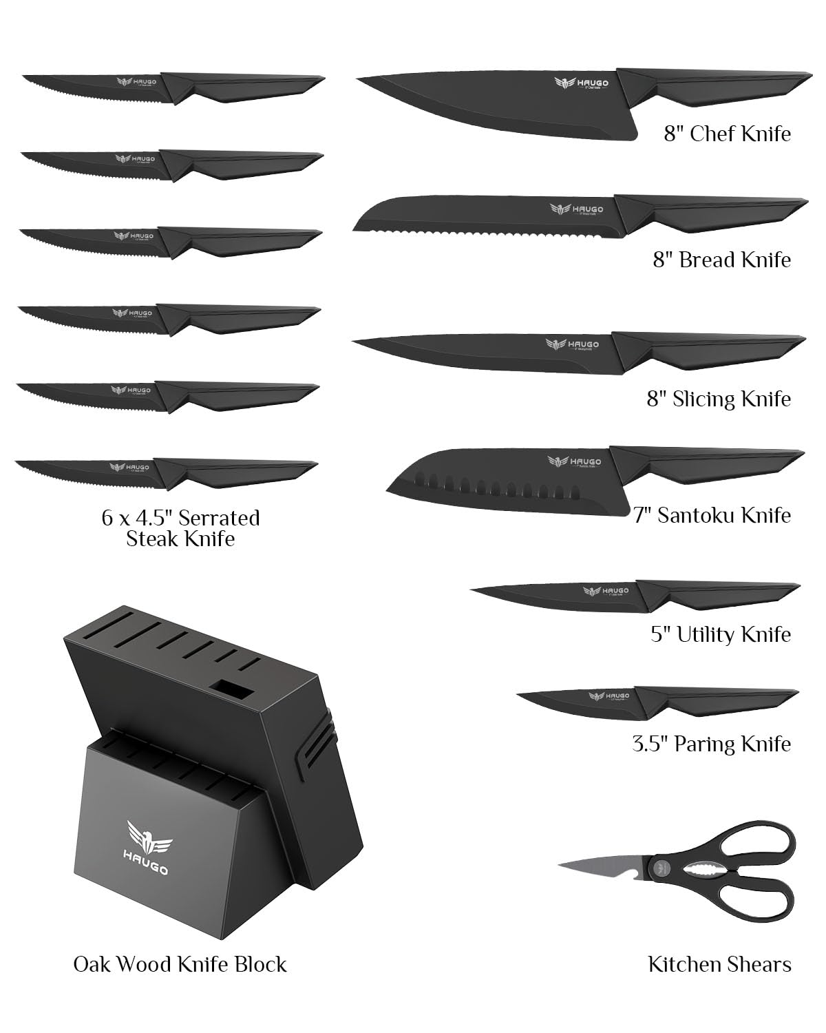 Cuchillo chef Haugo Panther de 8 pulgadas para cortes precisos y uniformes.