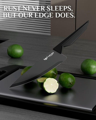 Cuchillo santoku Haugo Panther de 7 pulgadas, ideal para verduras y carnes.