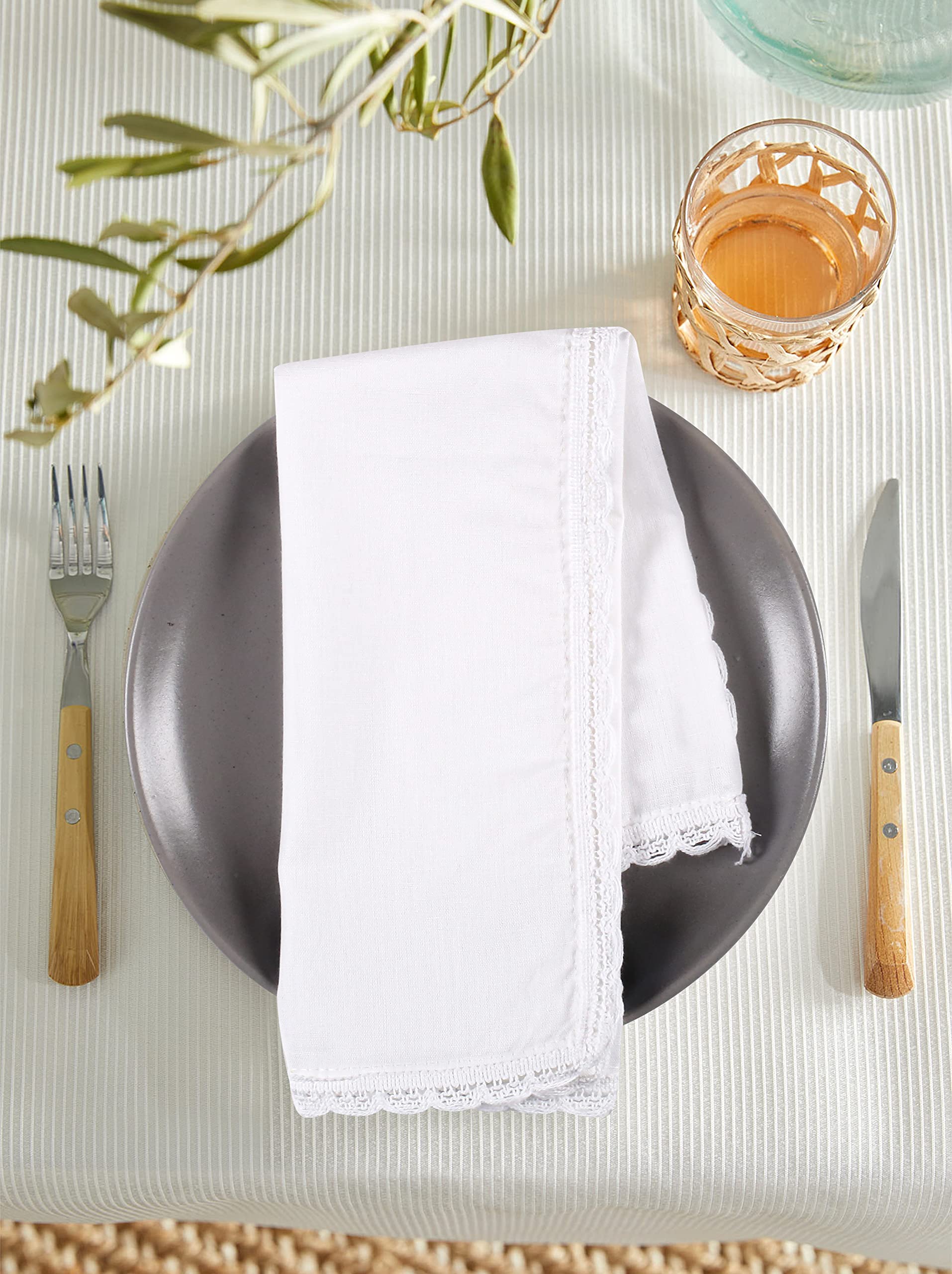 Hausattire: servilletas de tela lino-algodón 50x50 con dobladillos duraderos.