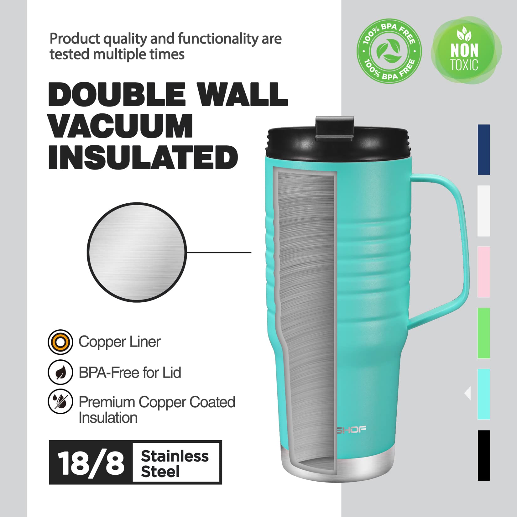 HAUSHOF Acero inoxidable 304 en interior y exterior para limpieza fácil