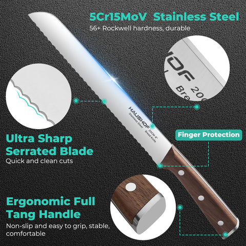 Cuchillo HAUSHOF con funda incluida para almacenamiento seguro