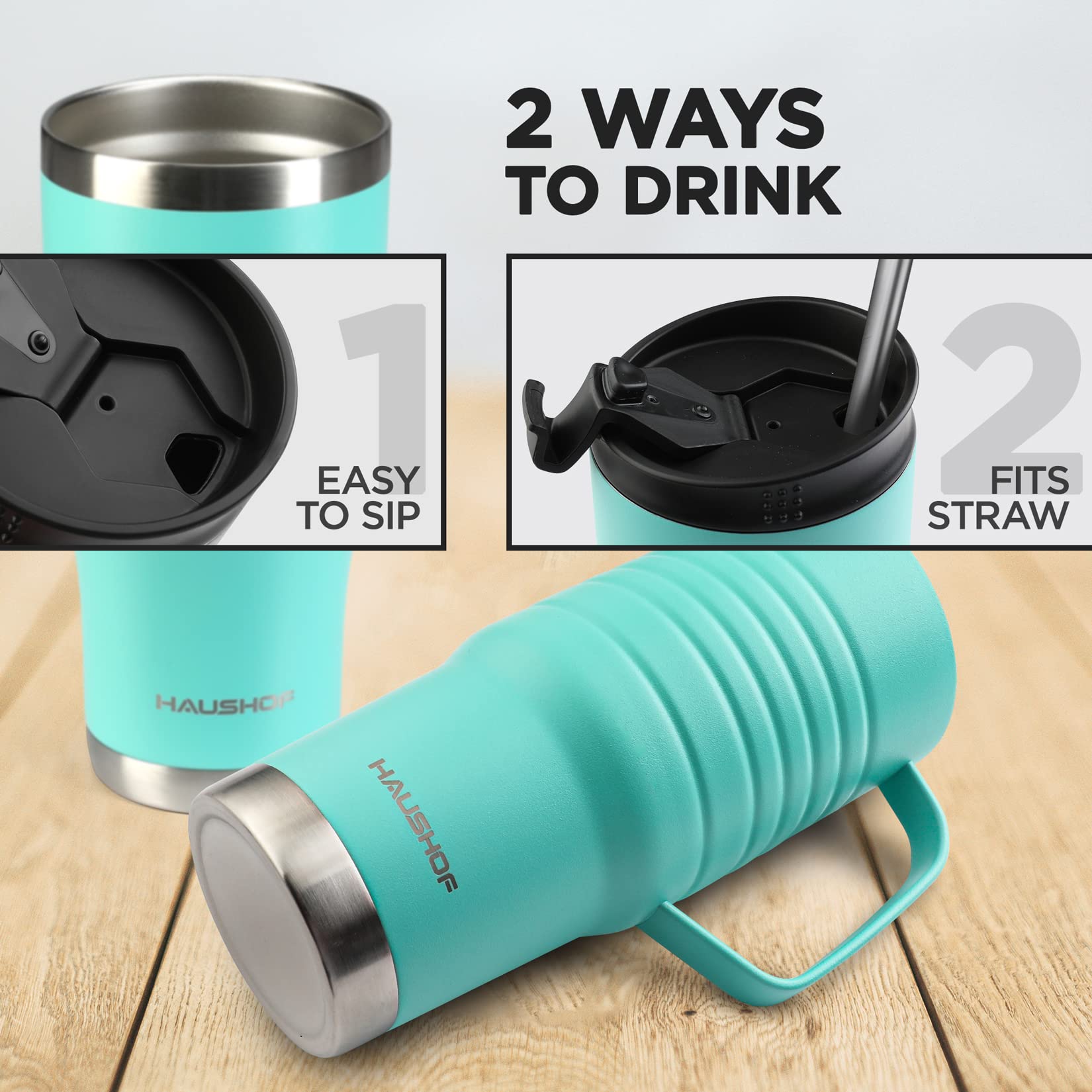 HAUSHOF Asa ergonómica que facilita sostener la taza en cualquier viaje